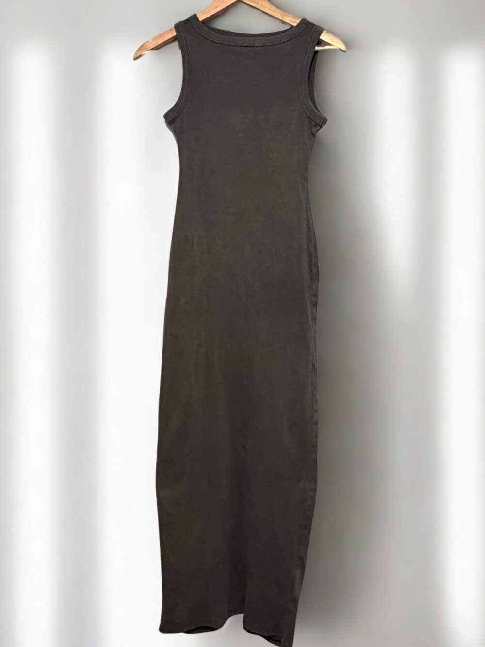 H&M Gray Ribbed High Neck Maxi Dress with Slit - Small - Picture 4 of 12